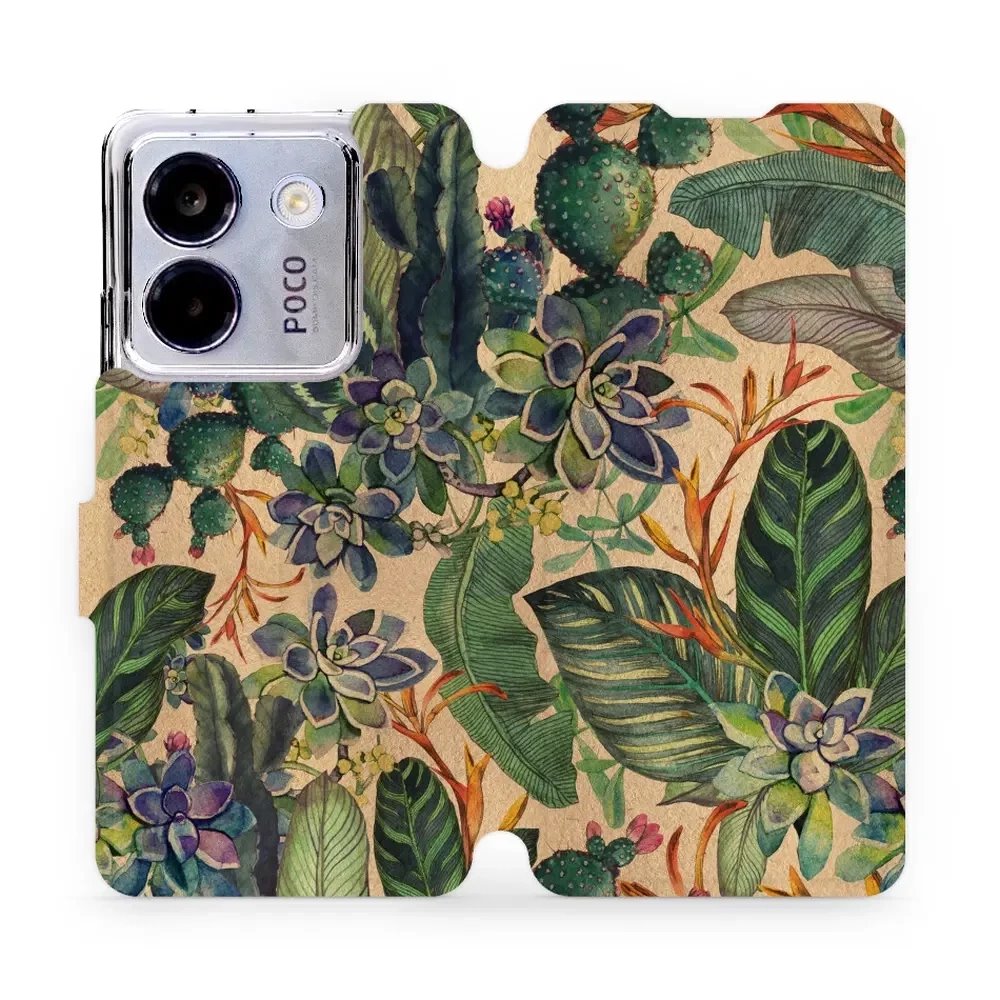 Flipové pouzdro Mobiwear - Xiaomi POCO M7 Pro 5G - VP05S Sukulenty