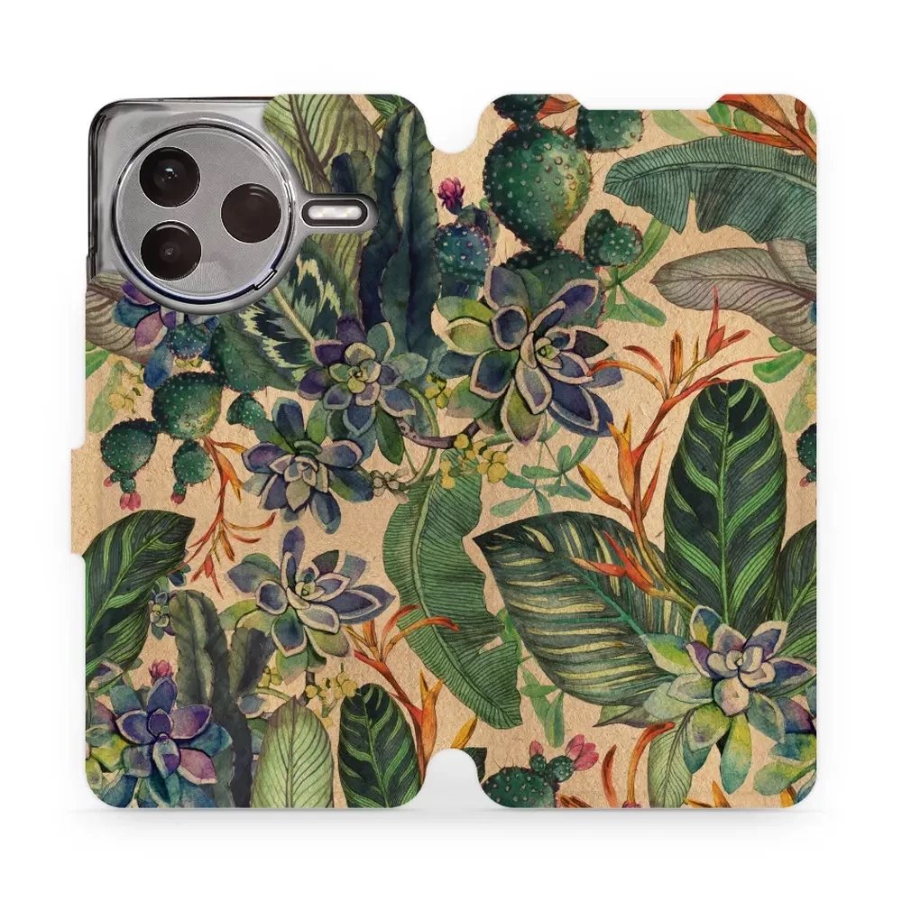 Flipové pouzdro Mobiwear - Xiaomi POCO F7 Pro 5G - VP05S Sukulenty