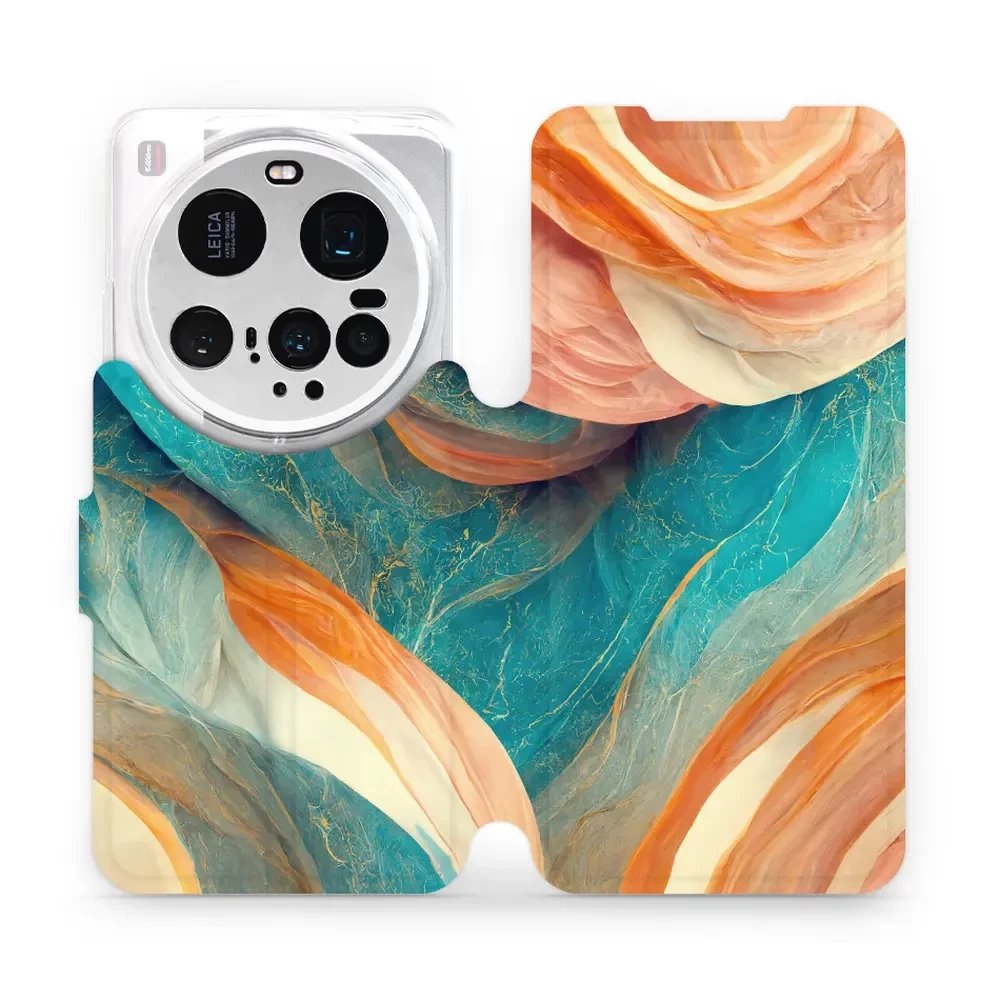 Flipové pouzdro Mobiwear - Xiaomi 15 Ultra - VP36S Azurový a oranžový mramor
