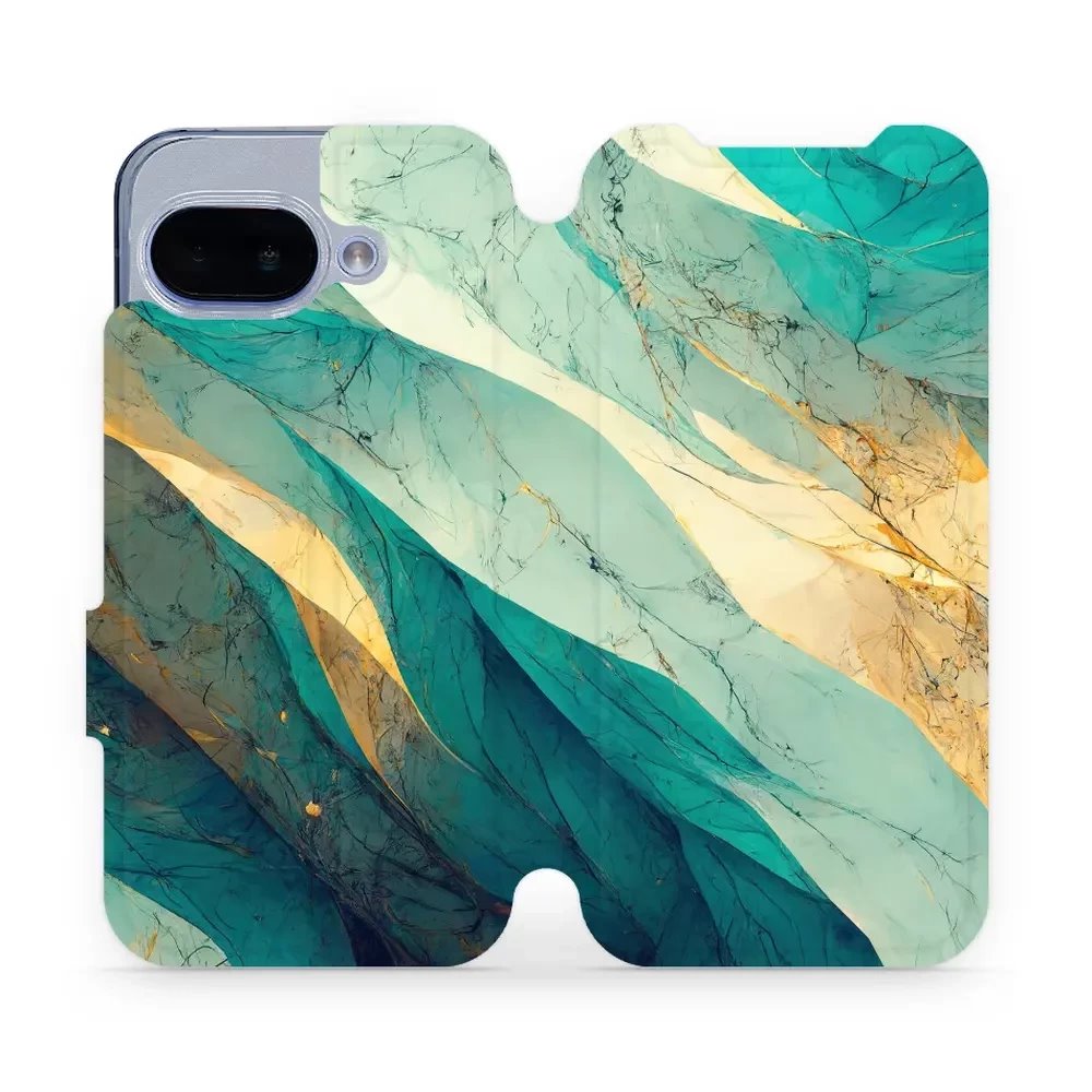 Flipové pouzdro Mobiwear - Google Pixel 9A - VP37S Zlatavý a zelenkavý mramor