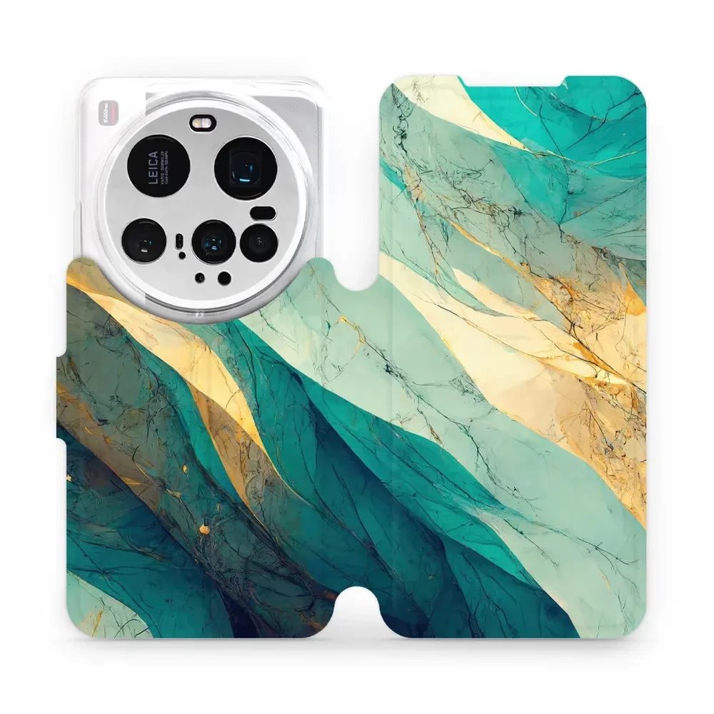 Flipové pouzdro Mobiwear - Xiaomi 15 Ultra - VP37S Zlatavý a zelenkavý mramor