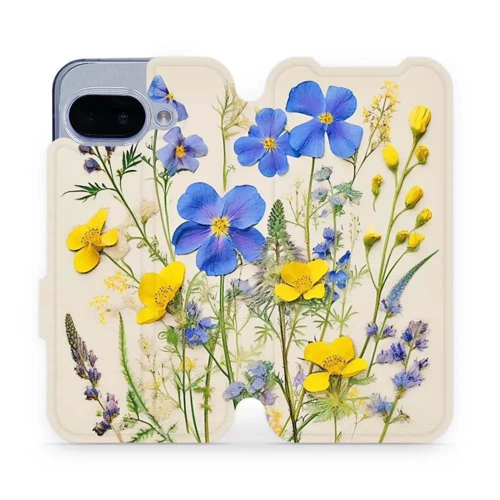 Flipové pouzdro Mobiwear - Google Pixel 9A - VP41S Modré a žluté kvítky
