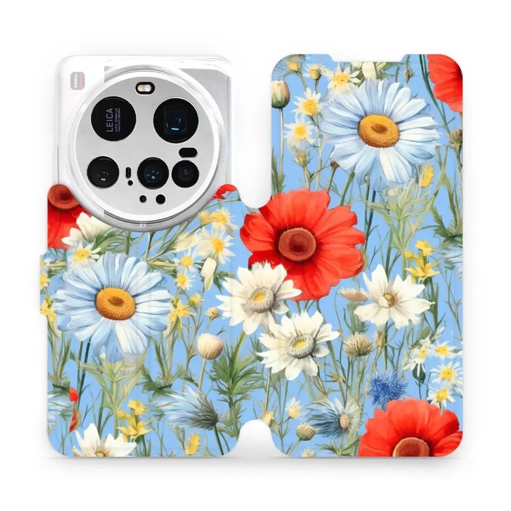 Flipové pouzdro Mobiwear - Xiaomi 15 Ultra - VP44S Červené a bílé květy