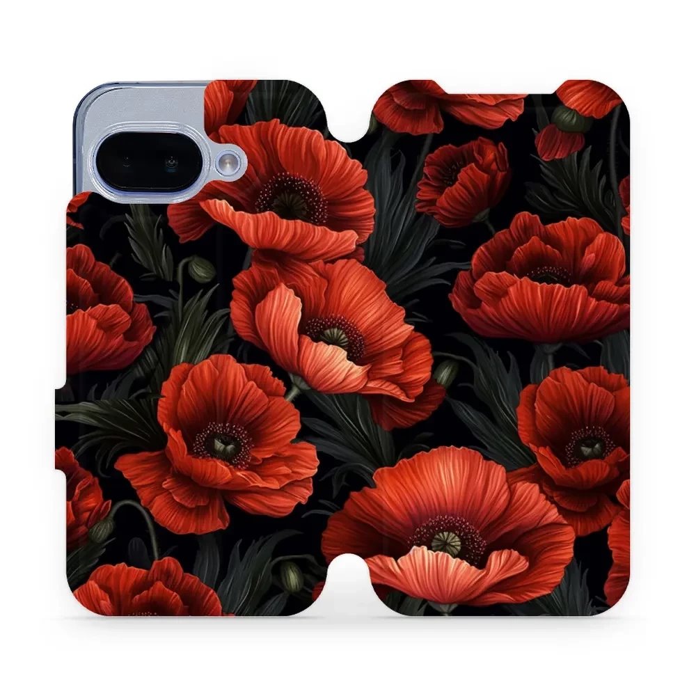 Flipové pouzdro Mobiwear - Google Pixel 9A - VP45S Temné červené květy