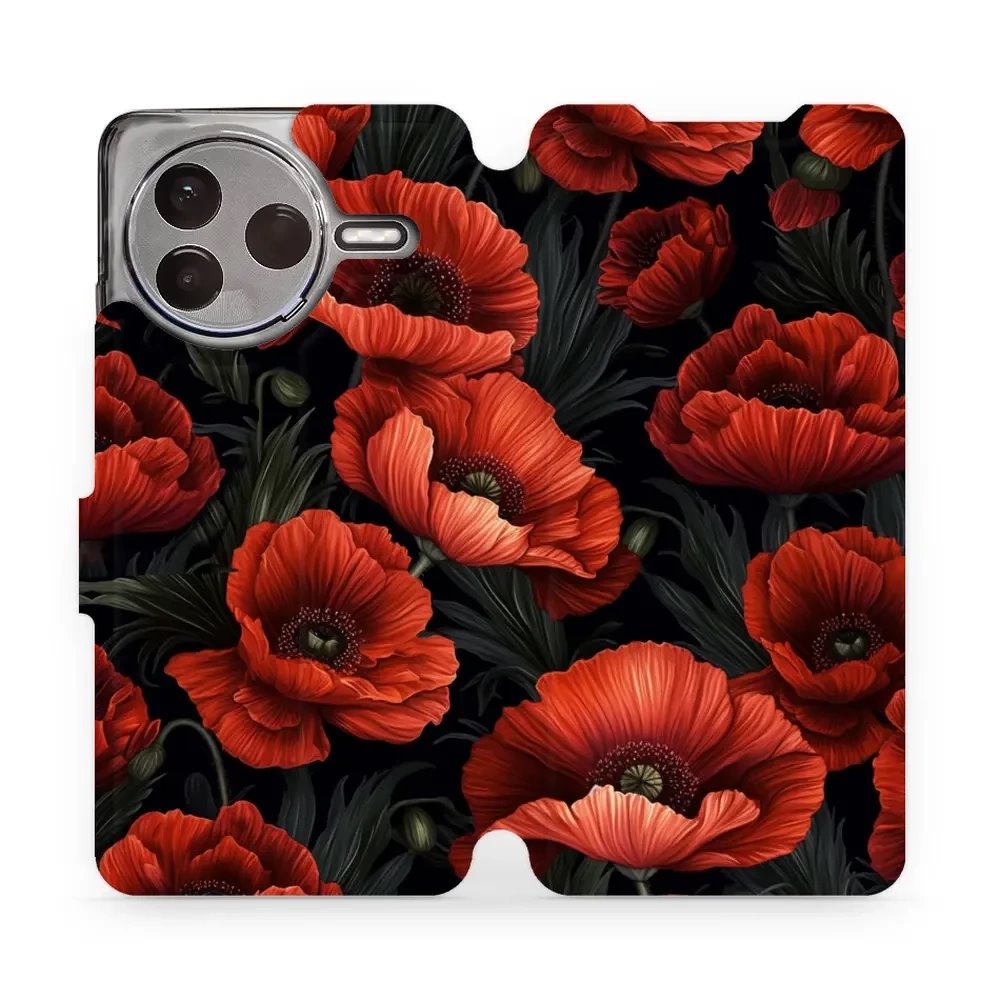 Flipové pouzdro Mobiwear - Xiaomi POCO F7 Pro 5G - VP45S Temné červené květy