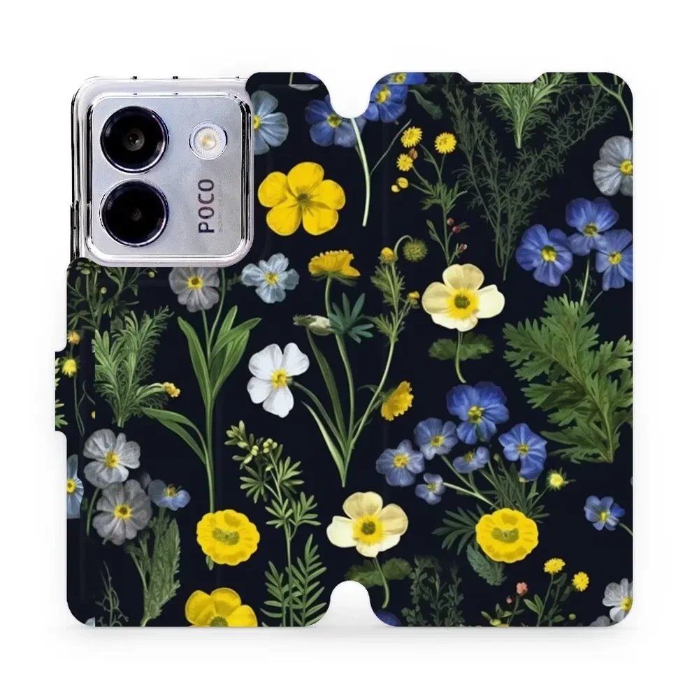 Flipové pouzdro Mobiwear - Xiaomi POCO M7 Pro 5G - VP47S Kvítky v černé