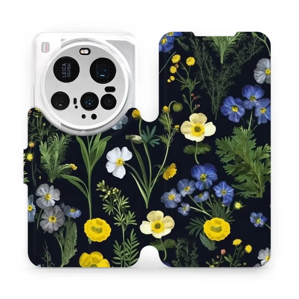 Flipové pouzdro Mobiwear - Xiaomi 15 Ultra - VP47S Kvítky v černé