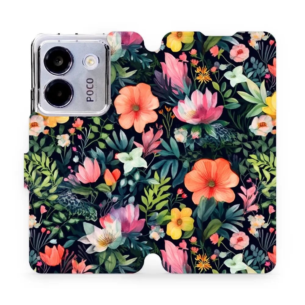 Flipové pouzdro Mobiwear - Xiaomi POCO M7 Pro 5G - VP48S Pestré kvítky