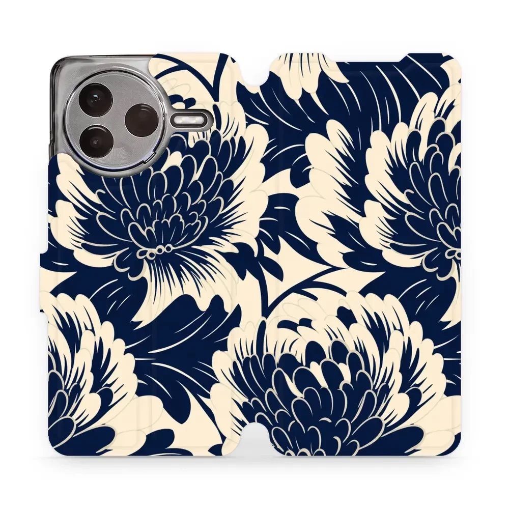 Flipové pouzdro Mobiwear - Xiaomi POCO F7 Pro 5G - VA40S Modré a béžové květy