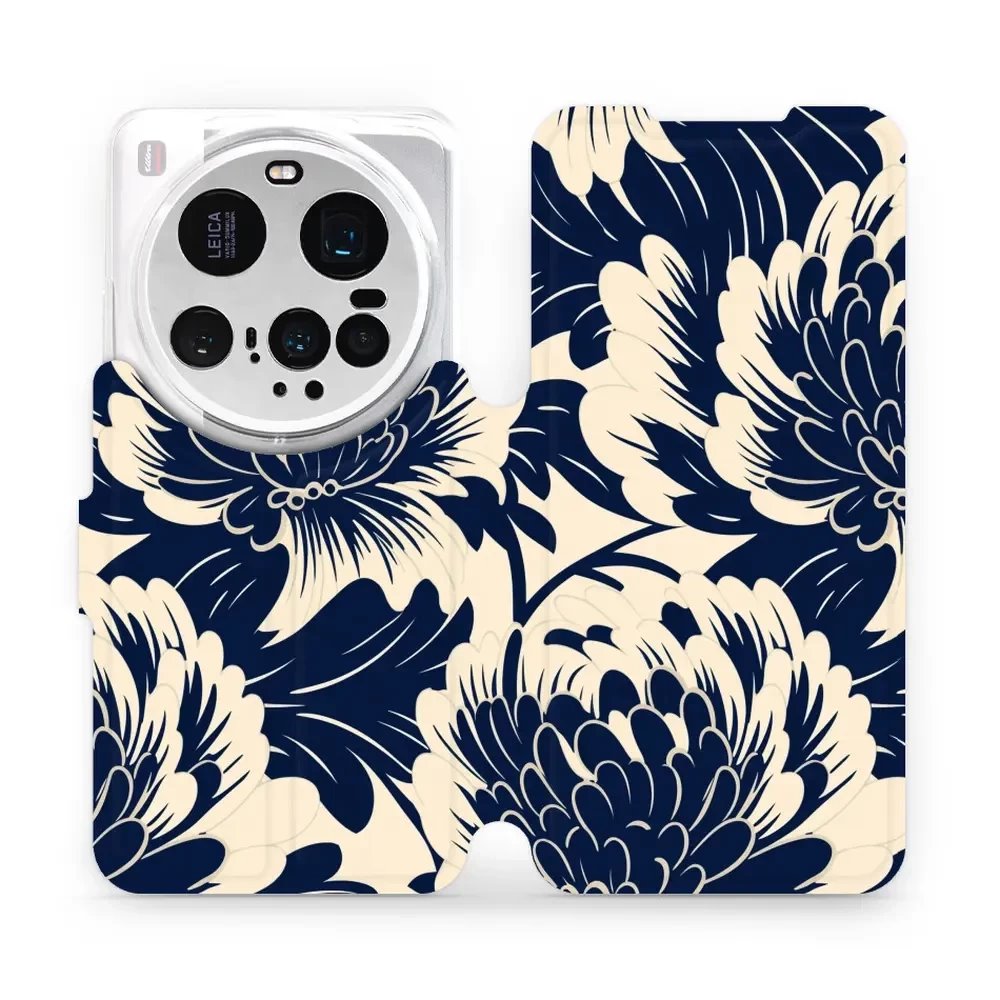 Flipové pouzdro Mobiwear - Xiaomi 15 Ultra - VA40S Modré a béžové květy