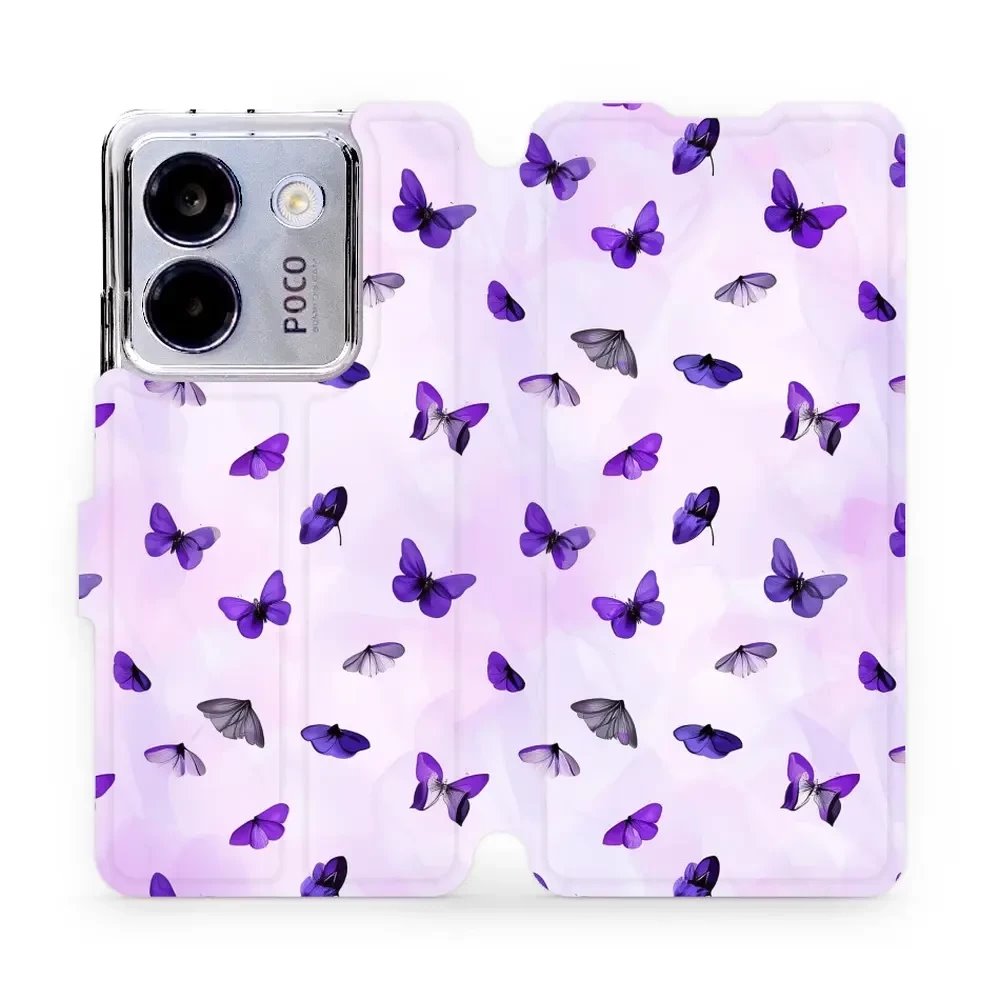Flipové pouzdro Mobiwear - Xiaomi POCO M7 Pro 5G - VP76S Fialoví motýlci