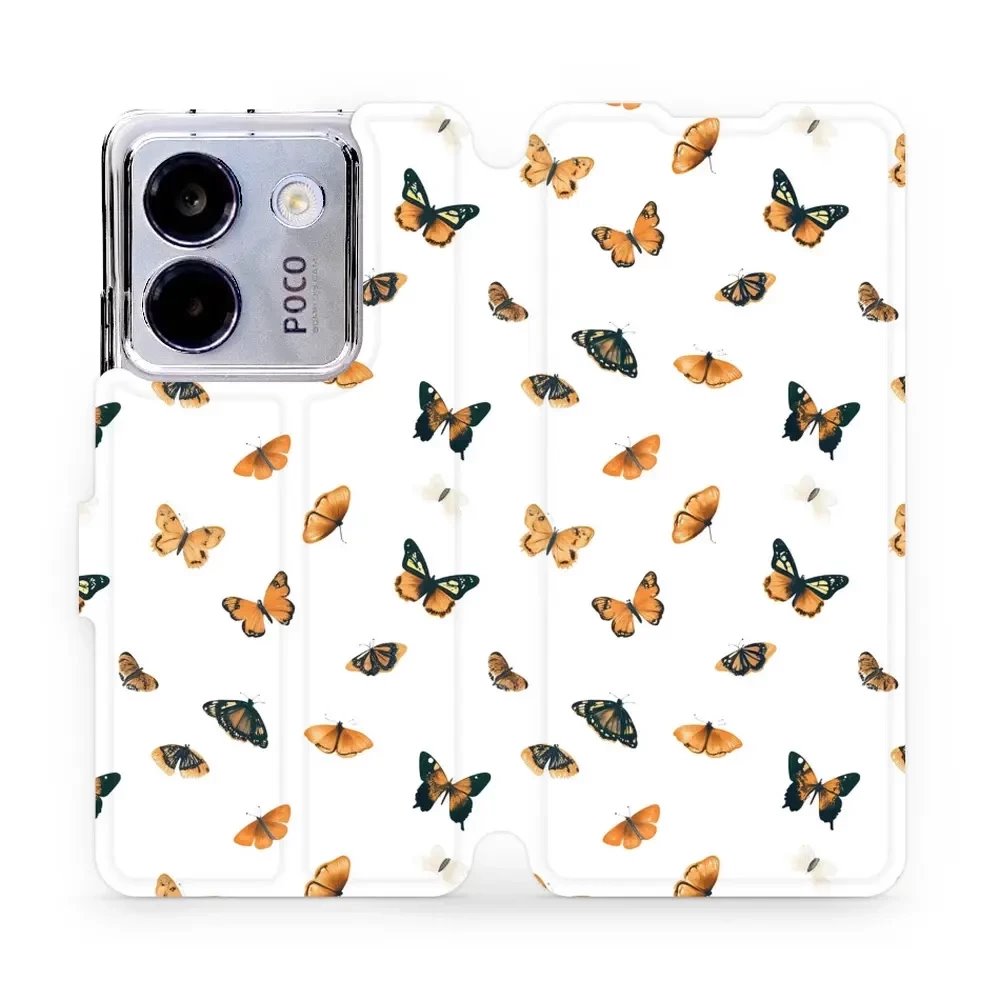 Flipové pouzdro Mobiwear - Xiaomi POCO M7 Pro 5G - VP77S Oranžoví motýlci