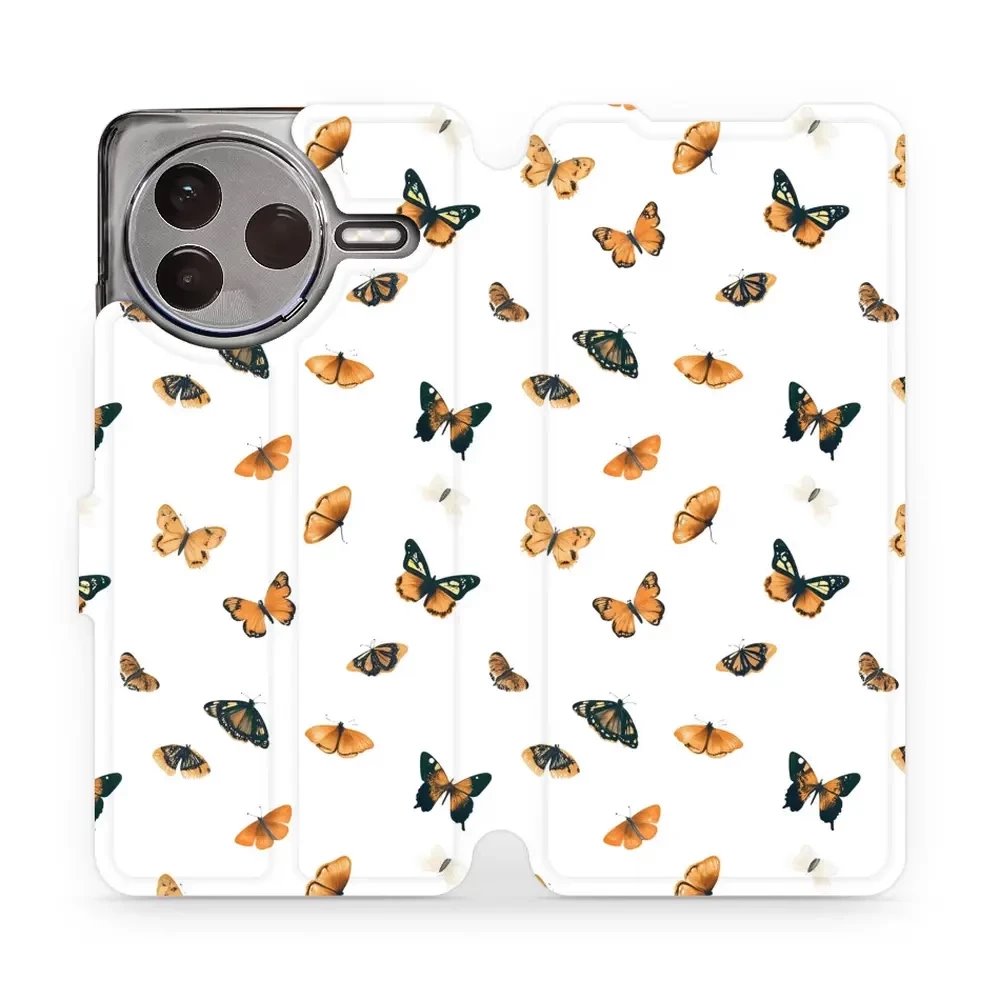 Flipové pouzdro Mobiwear - Xiaomi POCO F7 Pro 5G - VP77S Oranžoví motýlci