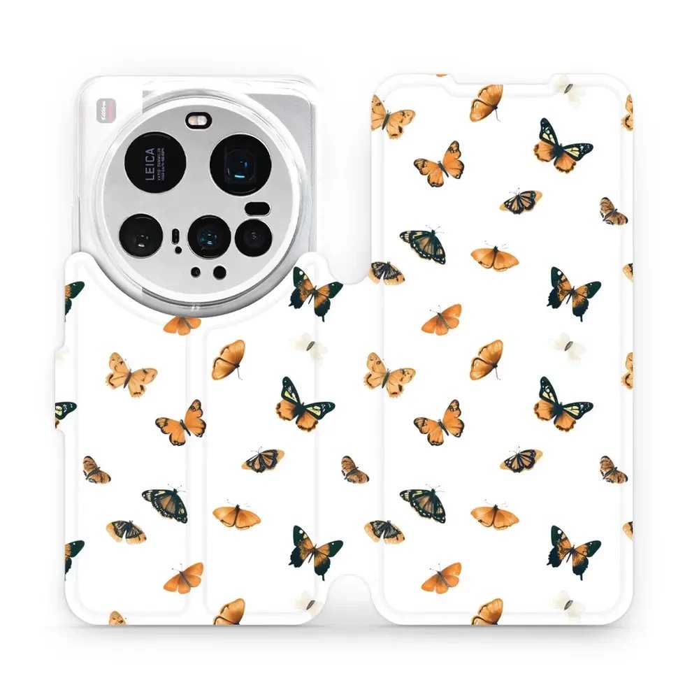Flipové pouzdro Mobiwear - Xiaomi 15 Ultra - VP77S Oranžoví motýlci