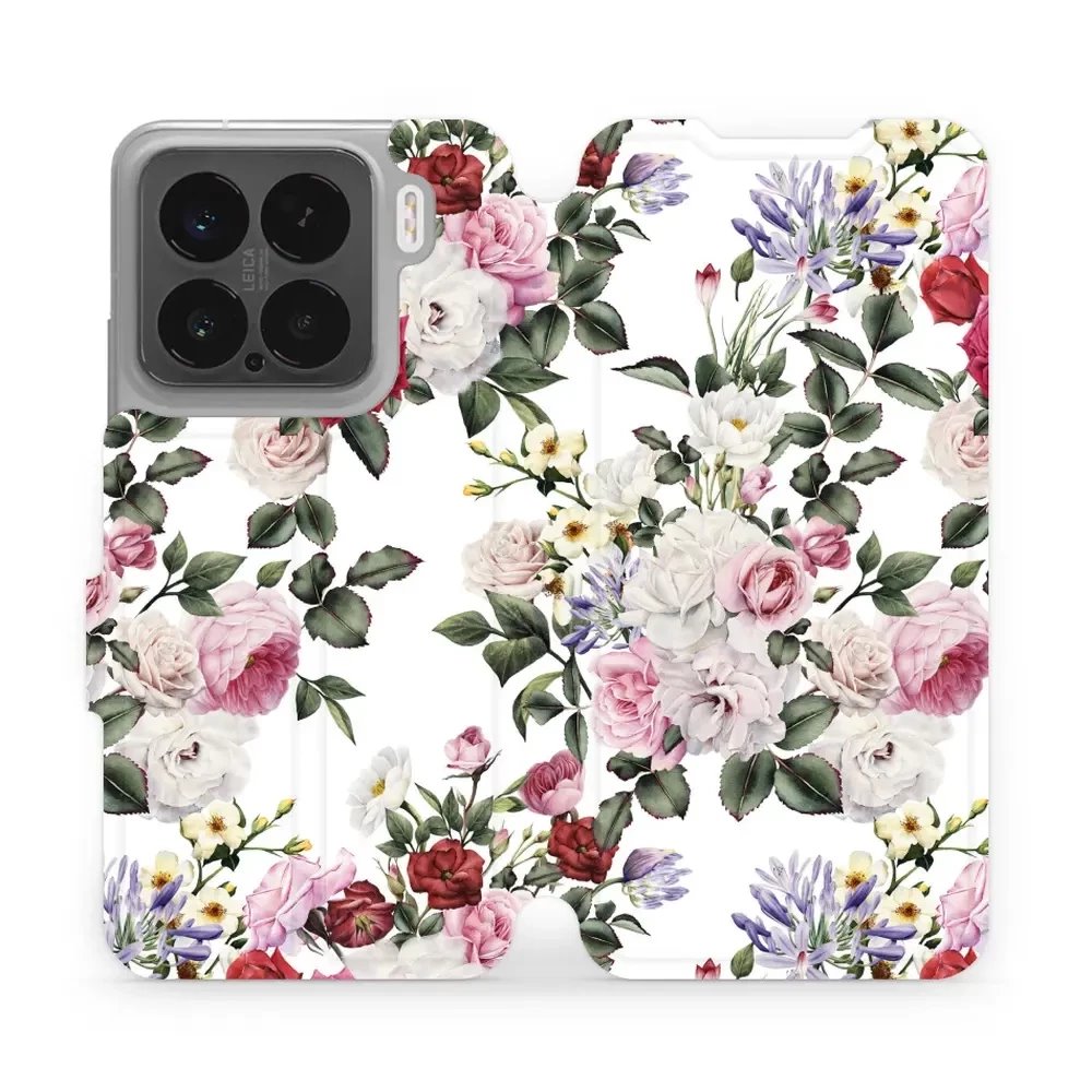 Flipové pouzdro Mobiwear - Xiaomi 15 - MD01S Růže na bílé