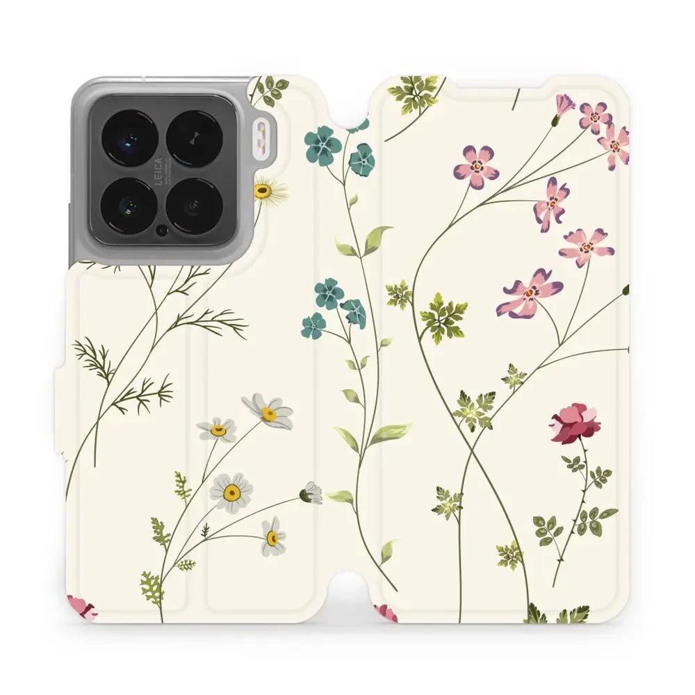 Flipové pouzdro Mobiwear - Xiaomi 15 - MD03S Tenké rostlinky s květy