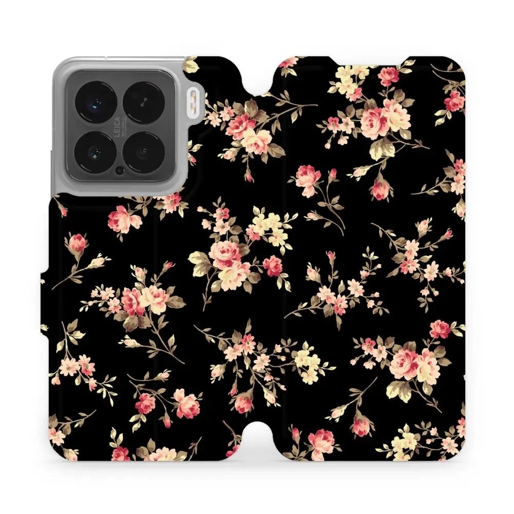 Flipové pouzdro Mobiwear - Xiaomi 15 - VD02S Květy na černé