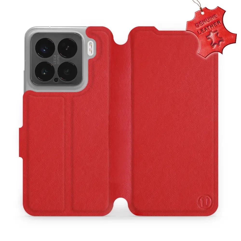 Kožené flip pouzdro Mobiwear - Xiaomi 15 - Červené