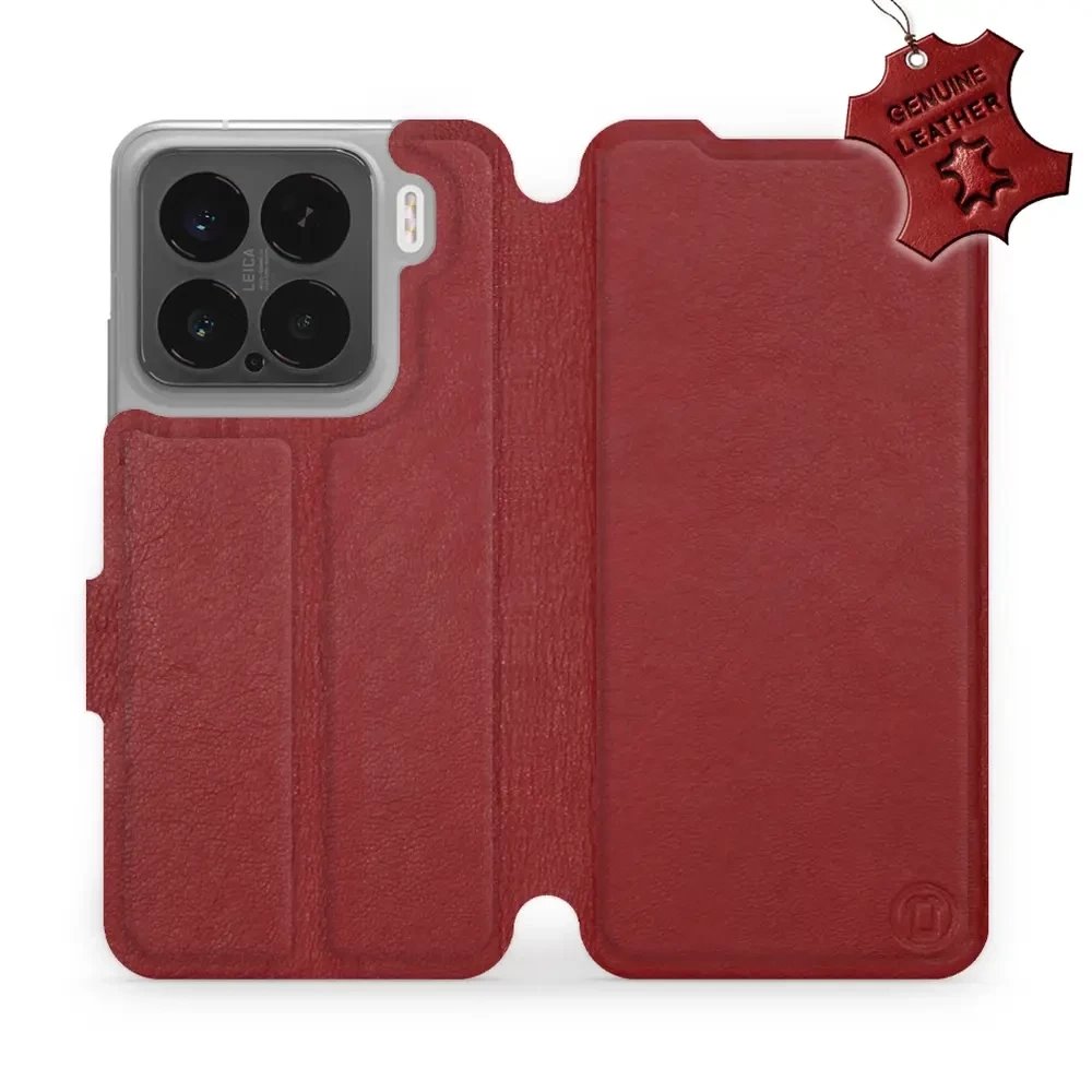 Kožené flip pouzdro Mobiwear - Xiaomi 15 - Tmavě červené