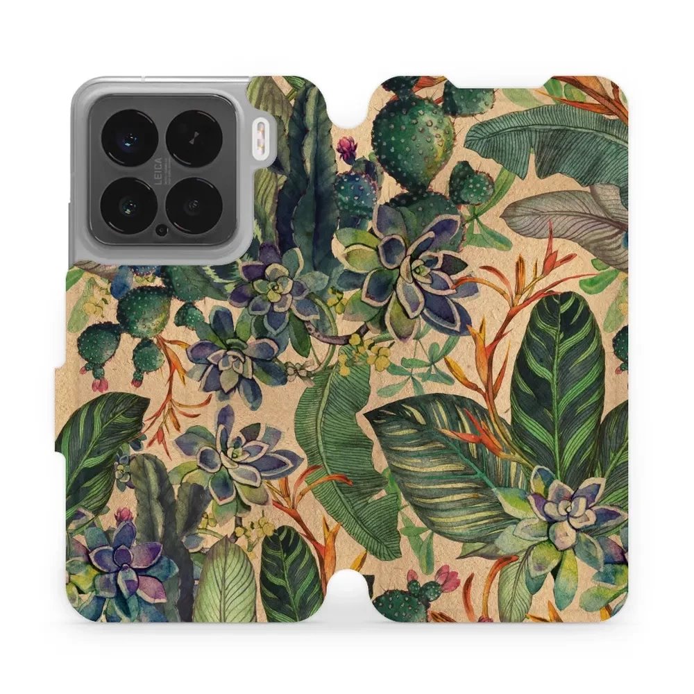 Flipové pouzdro Mobiwear - Xiaomi 15 - VP05S Sukulenty
