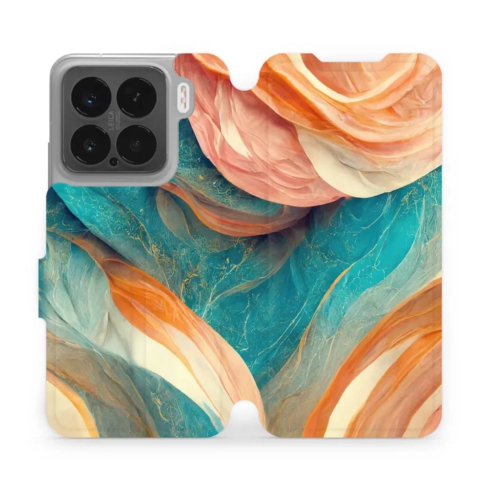 Flipové pouzdro Mobiwear - Xiaomi 15 - VP36S Azurový a oranžový mramor