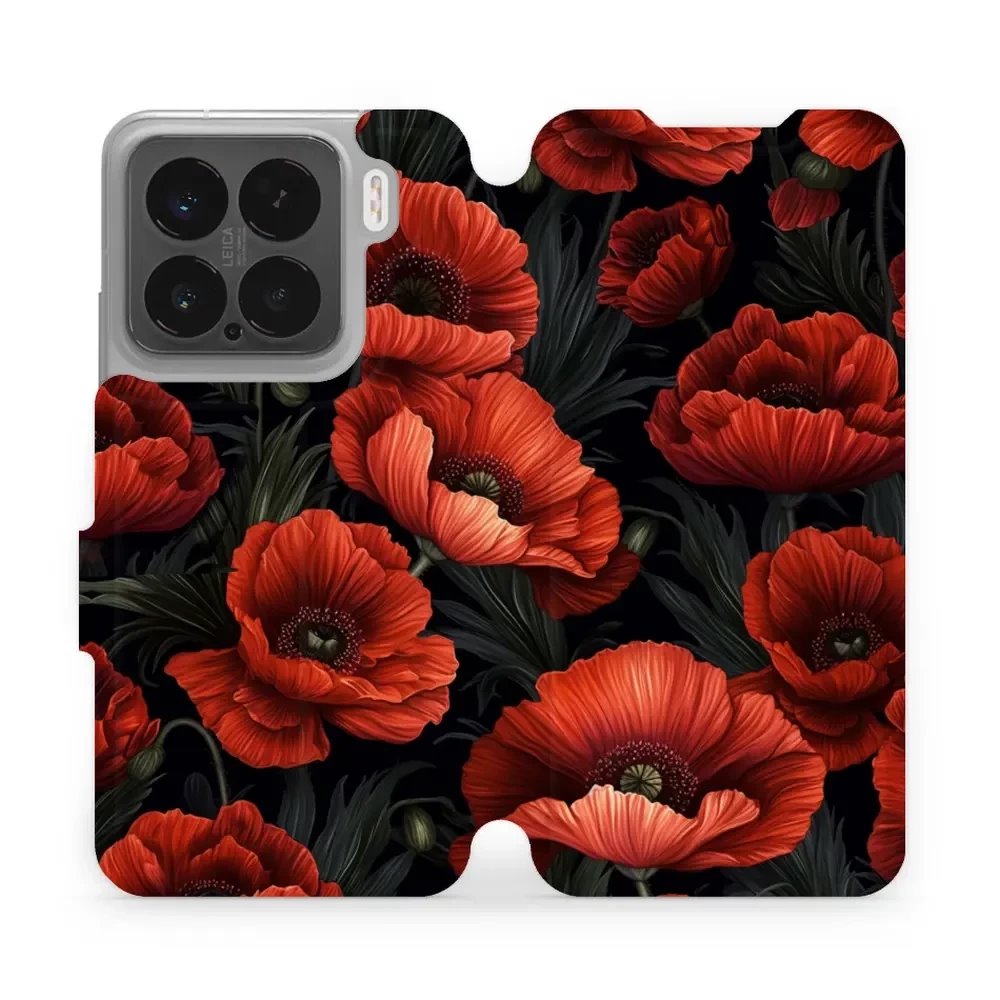 Flipové pouzdro Mobiwear - Xiaomi 15 - VP45S Temné červené květy