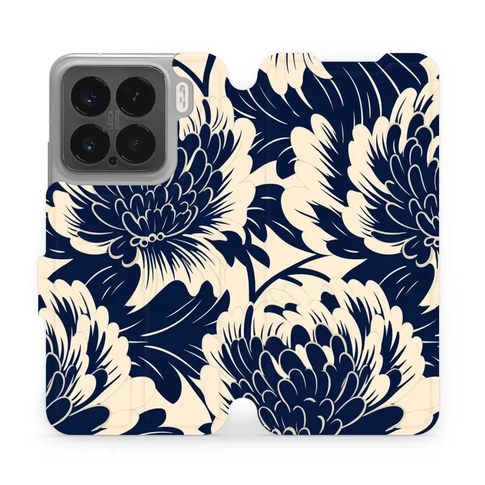 Flipové pouzdro Mobiwear - Xiaomi 15 - VA40S Modré a béžové květy