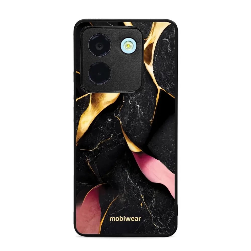 Lesklý kryt Mobiwear Glossy - Xiaomi POCO M7 Pro 5G - G021G Černý a zlatavý mramor