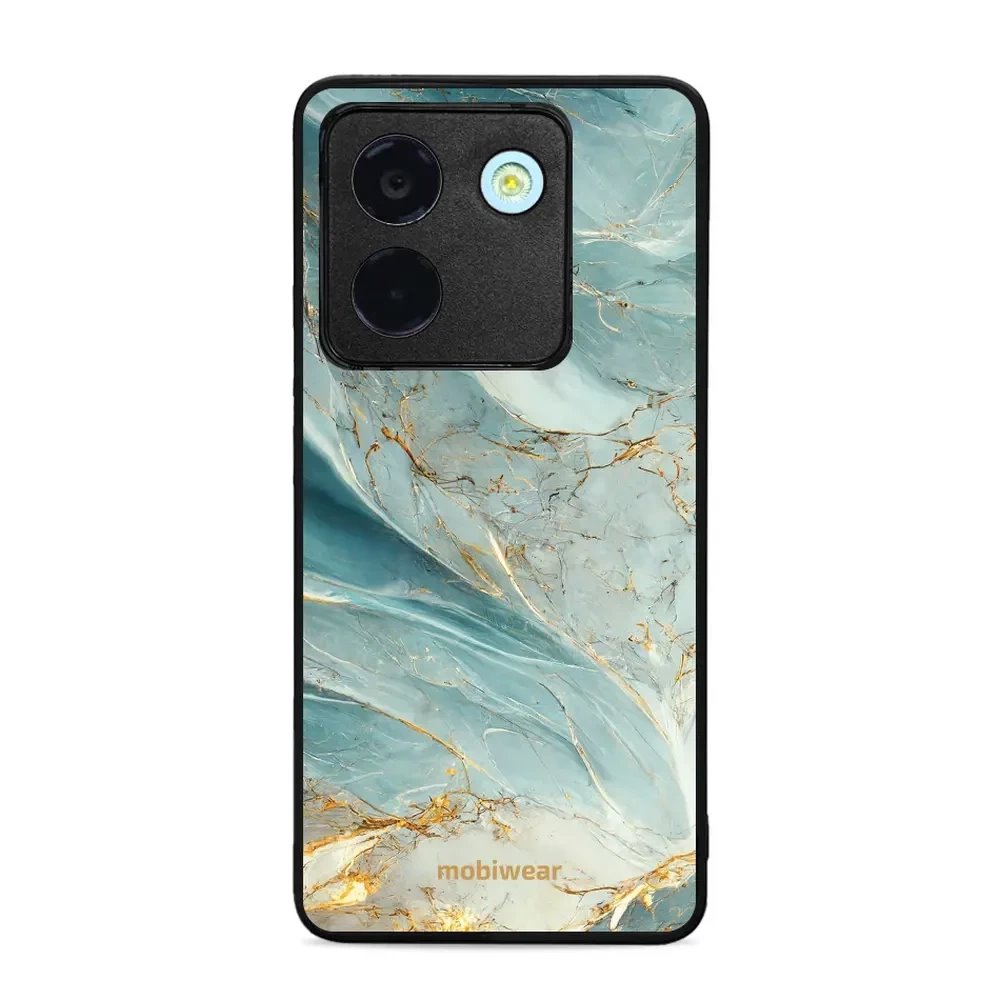 Lesklý kryt Mobiwear Glossy - Xiaomi POCO M7 Pro 5G - G022G Zelenkavý a zlatavý mramor
