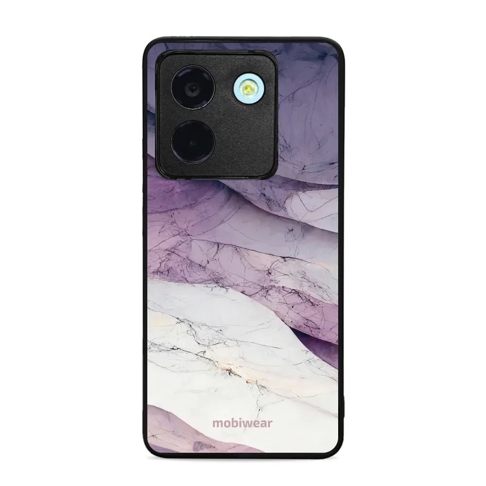 Lesklý kryt Mobiwear Glossy - Xiaomi POCO M7 Pro 5G - G028G - Bílý a fialový mramor