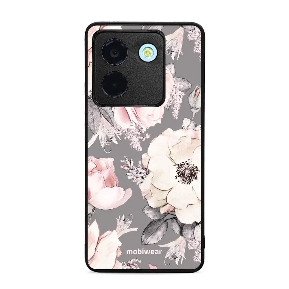 Lesklý kryt Mobiwear Glossy - Xiaomi POCO M7 Pro 5G - G034G - Květy na šedém pozadí