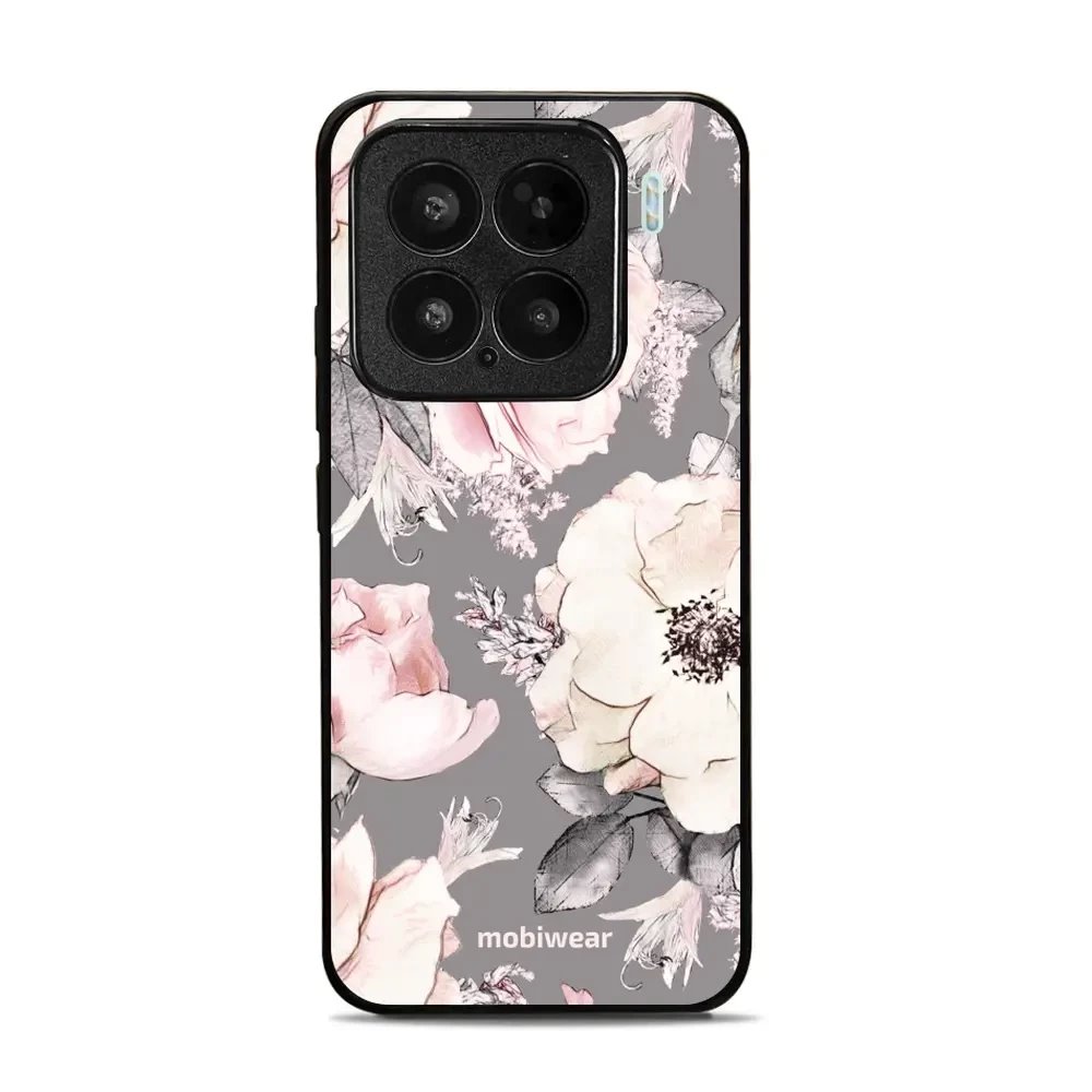Lesklý kryt Mobiwear Glossy - Xiaomi 15 - G034G - Květy na šedém pozadí