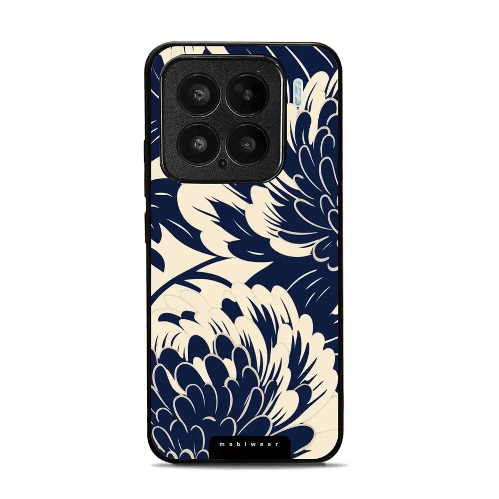 Lesklý kryt Mobiwear Glossy - Xiaomi 15 - GA40G Modré a béžové květy