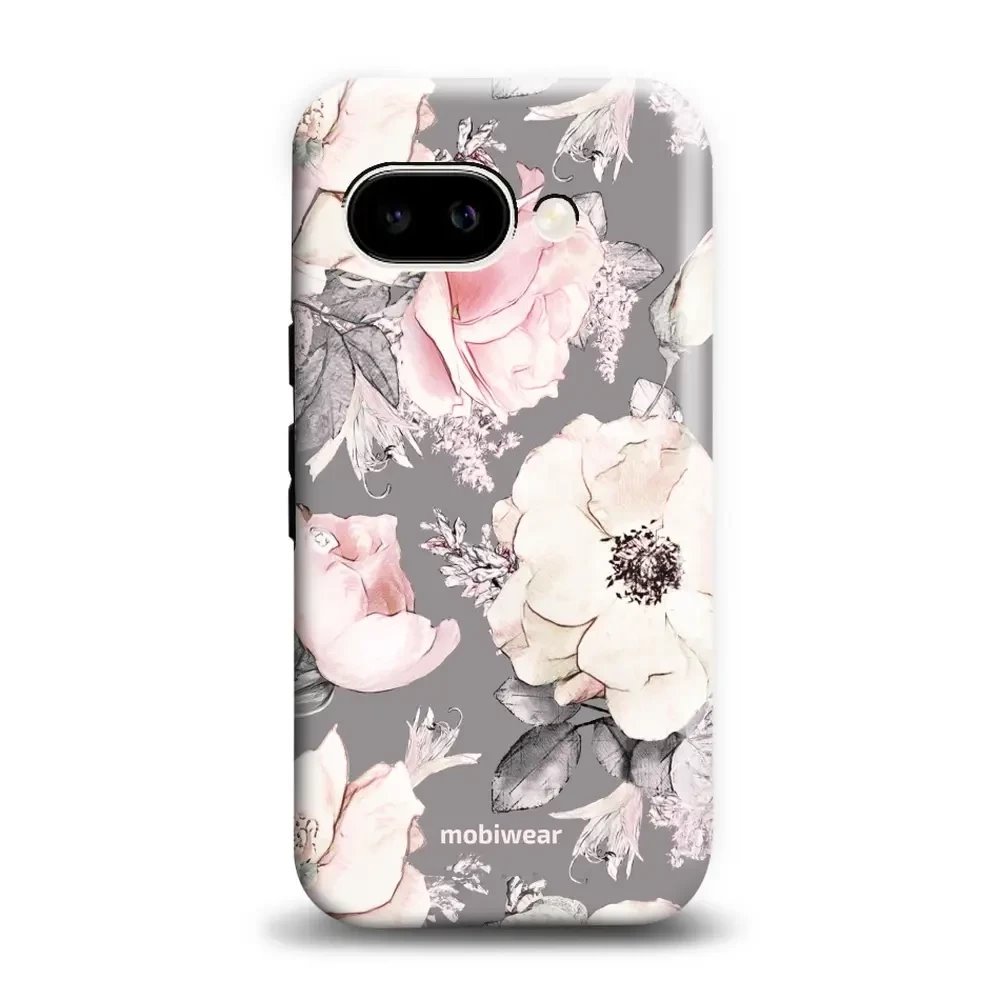 Odolný obal Mobiwear Elite Pro - Google Pixel 9A - EX06E Květy na šedém pozadí
