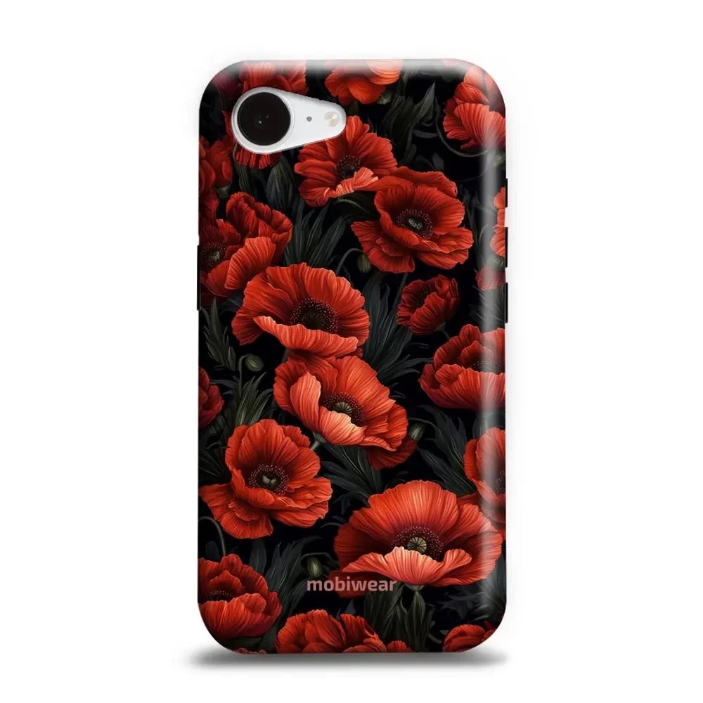Odolný obal Mobiwear Elite Pro - Apple iPhone 16e / iPhone 17e - EP45E Temné červené květy