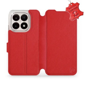 Kožené flip pouzdro Mobiwear - Xiaomi 15T - Červené