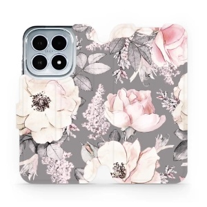 Flipové pouzdro Mobiwear - Xiaomi 17 - MX06S Květy na šedém pozadí