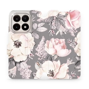 Flipové pouzdro Mobiwear - Xiaomi 15T - MX06S Květy na šedém pozadí