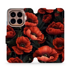 Flipové pouzdro Mobiwear - Xiaomi 15T Pro - VP45S Temné červené květy
