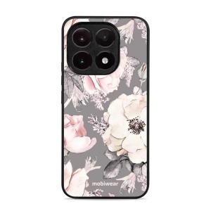 Lesklý kryt Mobiwear Glossy - Xiaomi 15T - G034G - Květy na šedém pozadí