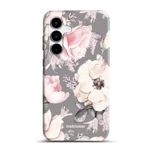 Odolný obal Mobiwear Elite Pro - Samsung Galaxy S25 FE - EX06E Květy na šedém pozadí