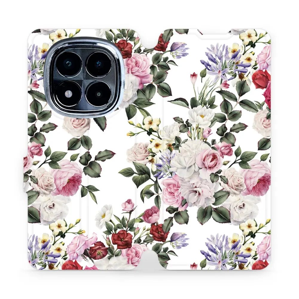 Flipové pouzdro Mobiwear - Xiaomi Redmi Note 14 Pro 4G - MD01S Růže na bílé