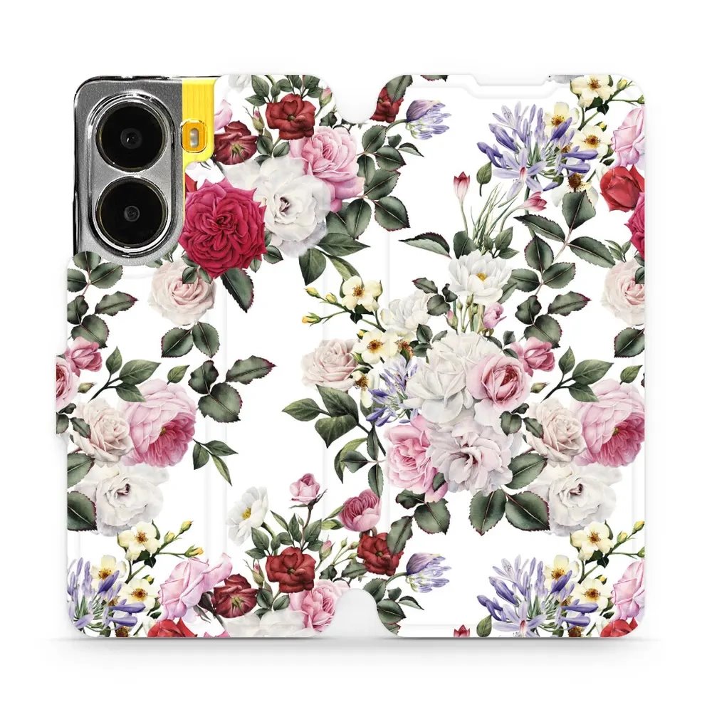 Flipové pouzdro Mobiwear - Xiaomi Poco X7 Pro - MD01S Růže na bílé