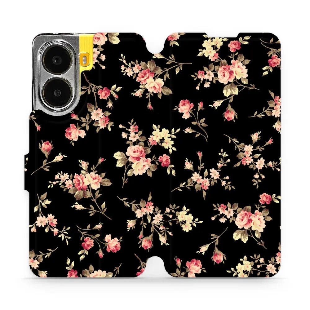 Flipové pouzdro Mobiwear - Xiaomi Poco X7 Pro - VD02S Květy na černé