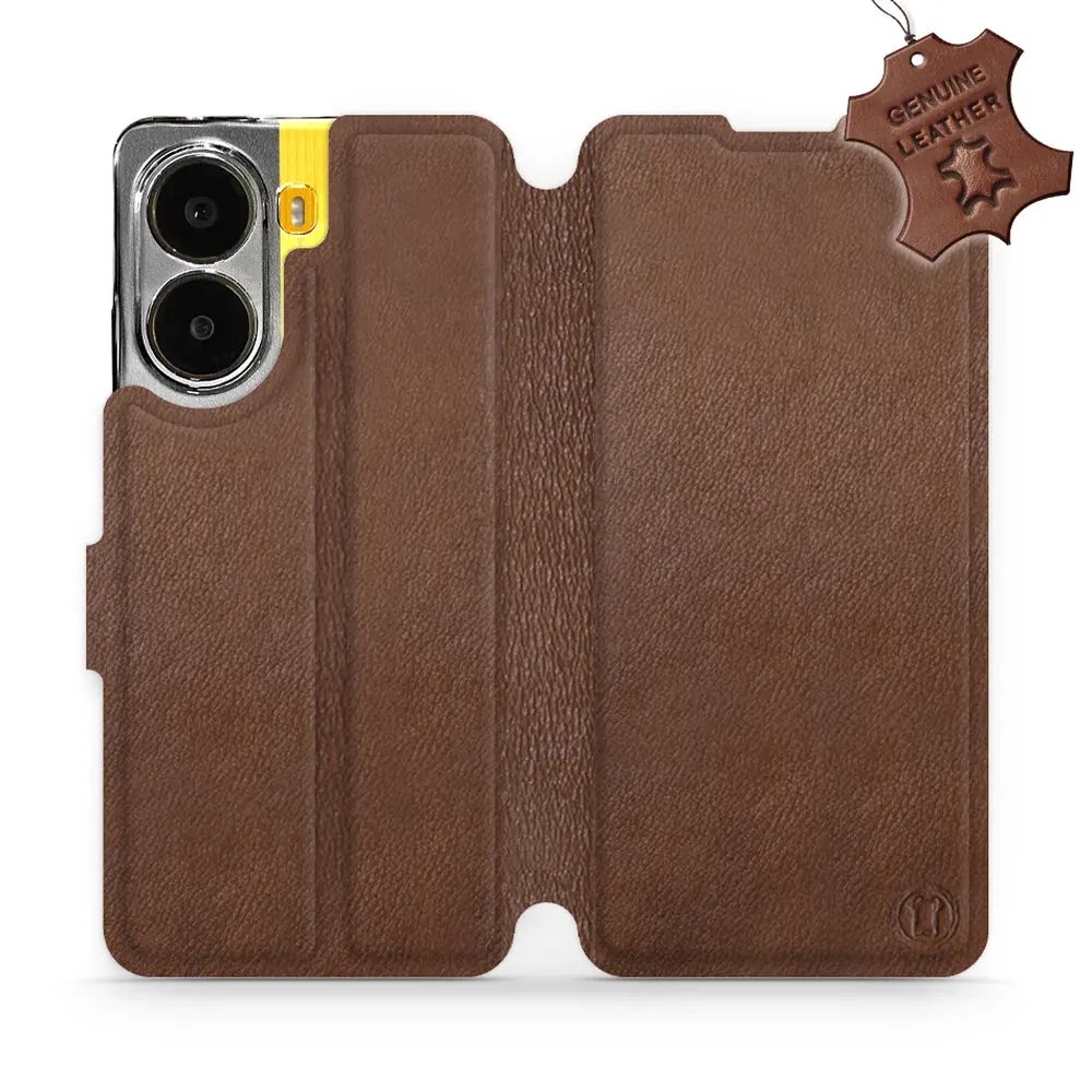 Kožené flip pouzdro Mobiwear - Xiaomi Poco X7 Pro - Hnědé