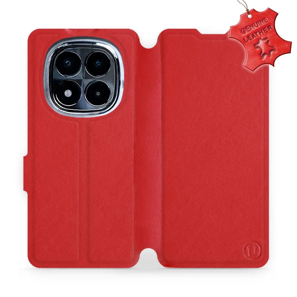Kožené flip pouzdro Mobiwear - Xiaomi Redmi Note 14 Pro 4G - Červené