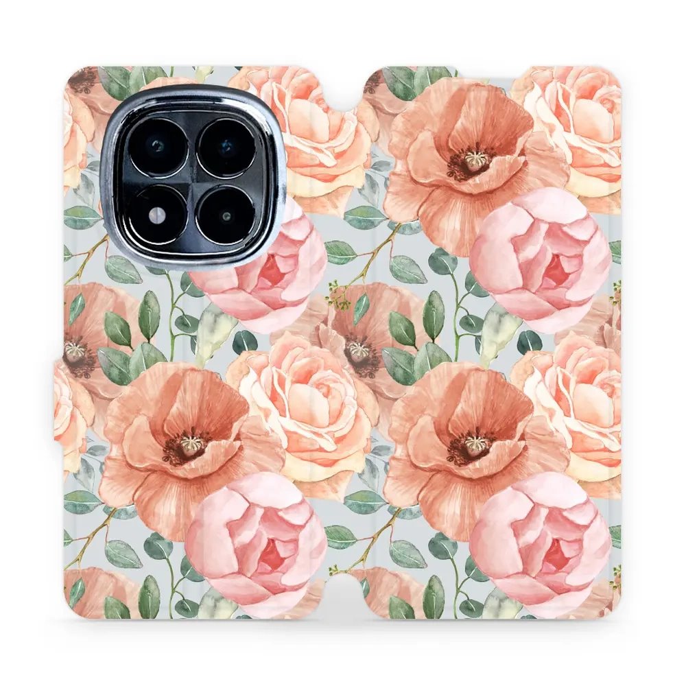 Flipové pouzdro Mobiwear - Xiaomi Redmi Note 14 Pro 4G - MP02S Pastelové květy