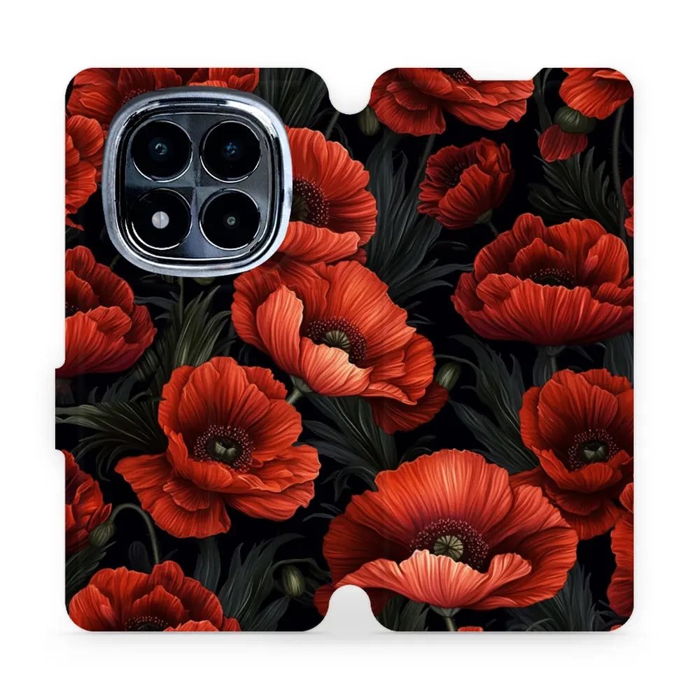 Flipové pouzdro Mobiwear - Xiaomi Redmi Note 14 Pro 4G - VP45S Temné červené květy