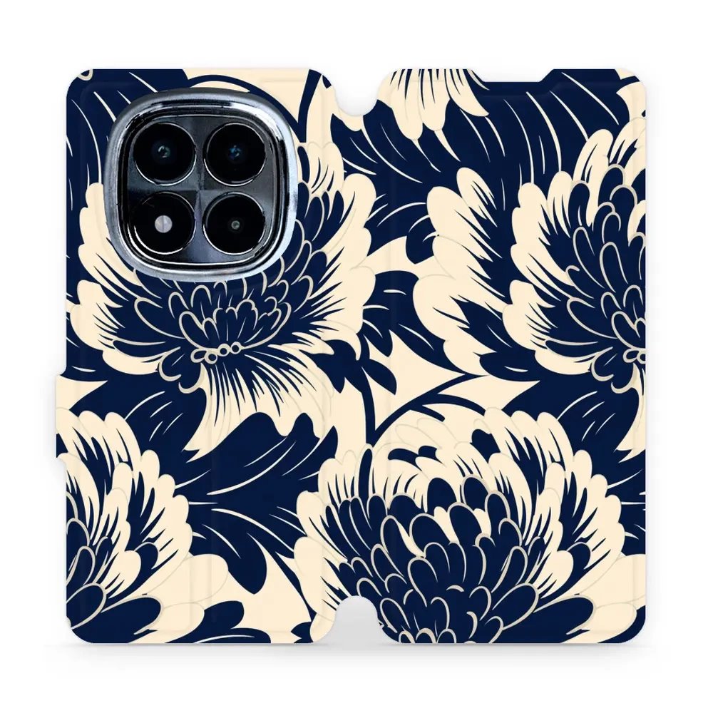 Flipové pouzdro Mobiwear - Xiaomi Redmi Note 14 Pro 4G - VA40S Modré a béžové květy