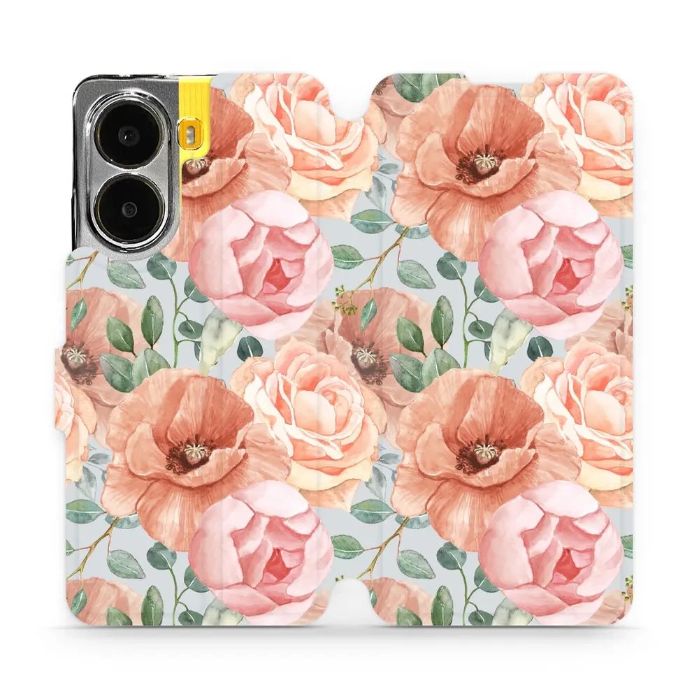 Flipové pouzdro Mobiwear - Xiaomi Poco X7 Pro - MP02S Pastelové květy